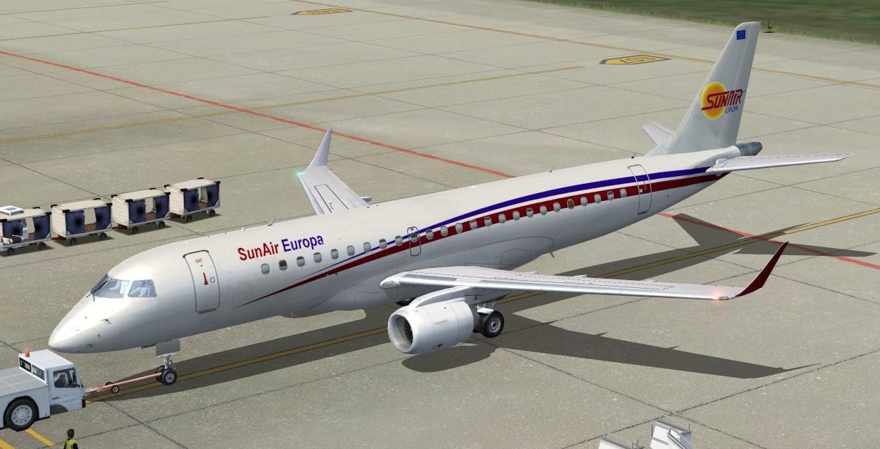 Embraer 190 EJet Repaint texture files in SunAir Europa livery for FSX by
